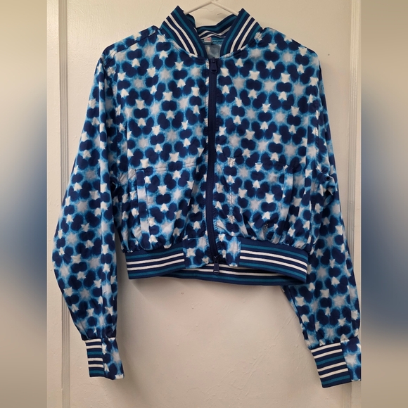 Free People Movement Blue Tie-Dye Cropped Bomber Jacket Size Small EUC - Picture 3 of 15